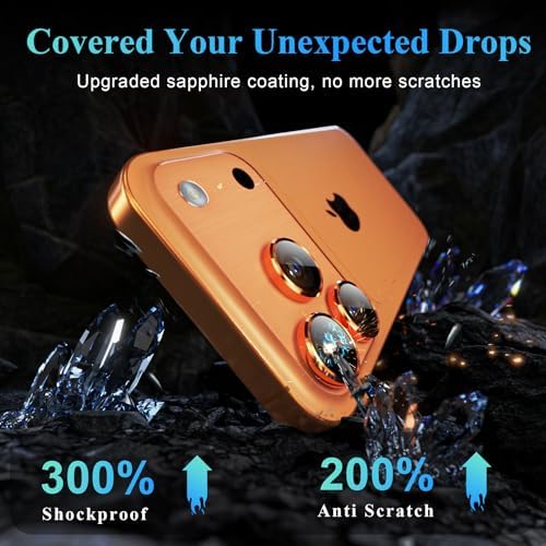 YWXTW Camera Lens Protector for iPhone 17 Pro/iPhone 17 Pro Max, [1 Step Installation Tray] Tempered Glass Screen Protector Metal Individual Camera Cover Accessories Case Friendly (Cosmic Orange)
