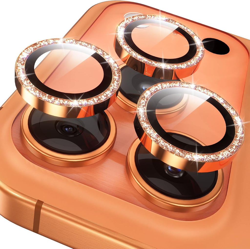 YWXTW Camera Lens Protector for iPhone 17 Pro/iPhone 17 Pro Max, [1 Step Installation Tray] Tempered Glass Screen Protector Metal Individual Camera Cover Accessories Case Friendly (Cosmic Orange)